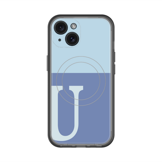 スリムプロテクションプレミアムケース with MagSafe［ オリジナル - initial two tone - U blue ］