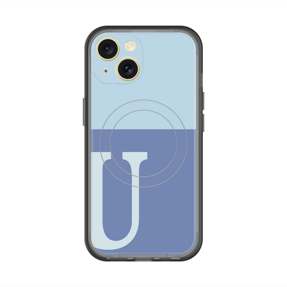 スリムプロテクションプレミアムケース with MagSafe［ オリジナル - initial two tone - U blue ］