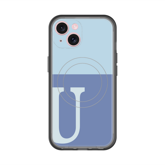 スリムプロテクションプレミアムケース with MagSafe［ オリジナル - initial two tone - U blue ］