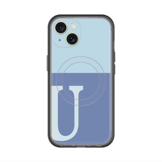 スリムプロテクションプレミアムケース with MagSafe［ オリジナル - initial two tone - U blue ］