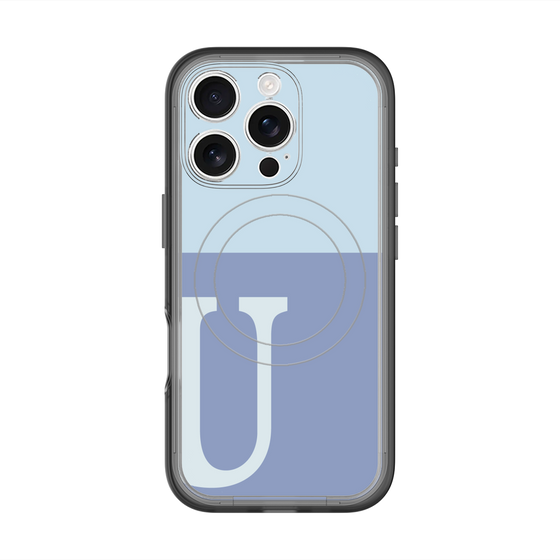 スリムプロテクションプレミアムケース with MagSafe［ オリジナル - initial two tone - U blue ］