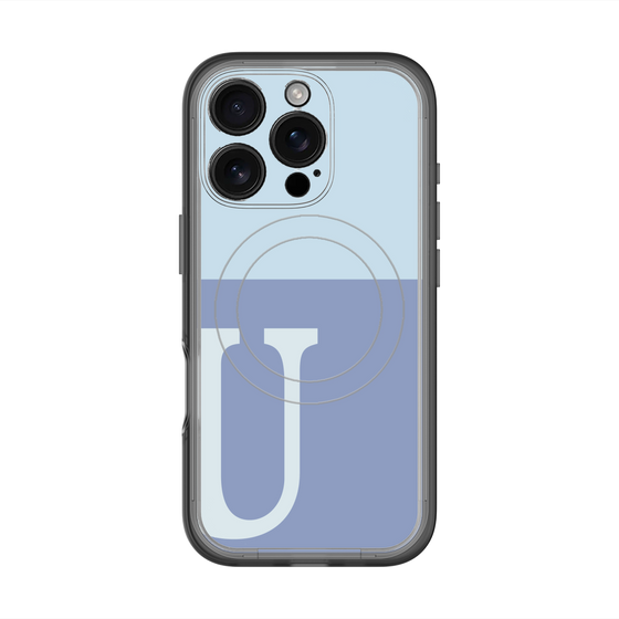 スリムプロテクションプレミアムケース with MagSafe［ オリジナル - initial two tone - U blue ］