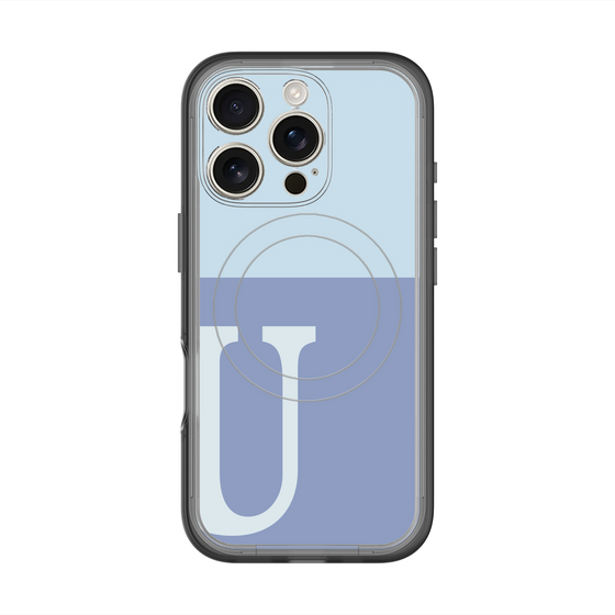スリムプロテクションプレミアムケース with MagSafe［ オリジナル - initial two tone - U blue ］