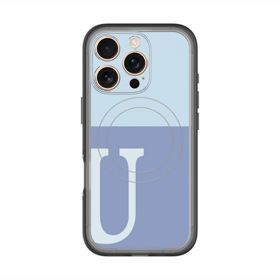 スリムプロテクションプレミアムケース with MagSafe［ オリジナル - initial two tone - U blue ］