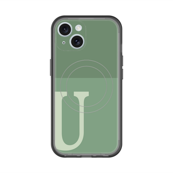 スリムプロテクションプレミアムケース with MagSafe［ オリジナル - initial two tone - U green ］