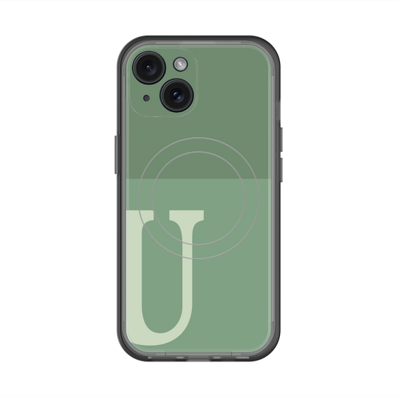 スリムプロテクションプレミアムケース with MagSafe［ オリジナル - initial two tone - U green ］