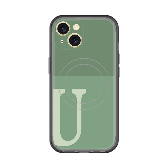 スリムプロテクションプレミアムケース with MagSafe［ オリジナル - initial two tone - U green ］
