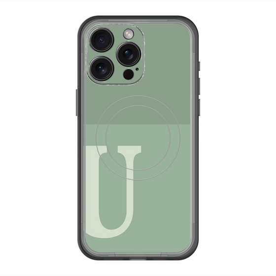 スリムプロテクションプレミアムケース with MagSafe［ オリジナル - initial two tone - U green ］