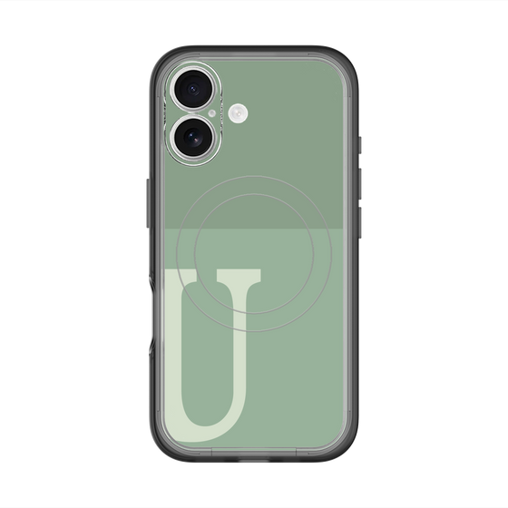 スリムプロテクションプレミアムケース with MagSafe［ オリジナル - initial two tone - U green ］