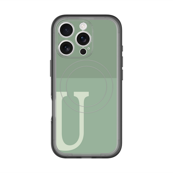スリムプロテクションプレミアムケース with MagSafe［ オリジナル - initial two tone - U green ］
