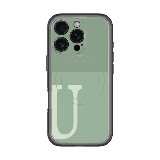 スリムプロテクションプレミアムケース with MagSafe［ オリジナル - initial two tone - U green ］