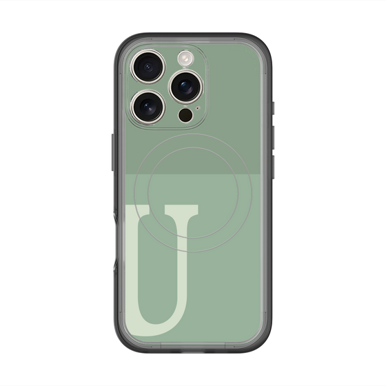 スリムプロテクションプレミアムケース with MagSafe［ オリジナル - initial two tone - U green ］