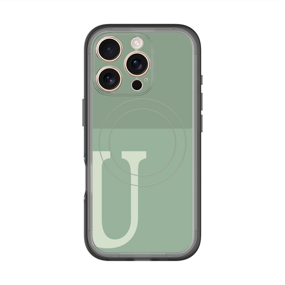 スリムプロテクションプレミアムケース with MagSafe［ オリジナル - initial two tone - U green ］