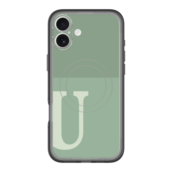スリムプロテクションプレミアムケース with MagSafe［ オリジナル - initial two tone - U green ］