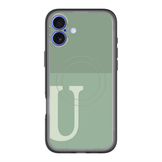スリムプロテクションプレミアムケース with MagSafe［ オリジナル - initial two tone - U green ］