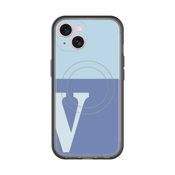 スリムプロテクションプレミアムケース with MagSafe［ オリジナル - initial two tone - V blue ］