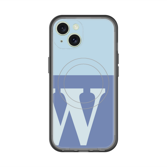 スリムプロテクションプレミアムケース with MagSafe［ オリジナル - initial two tone - W blue ］