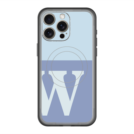スリムプロテクションプレミアムケース with MagSafe［ オリジナル - initial two tone - W blue ］