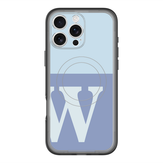スリムプロテクションプレミアムケース with MagSafe［ オリジナル - initial two tone - W blue ］