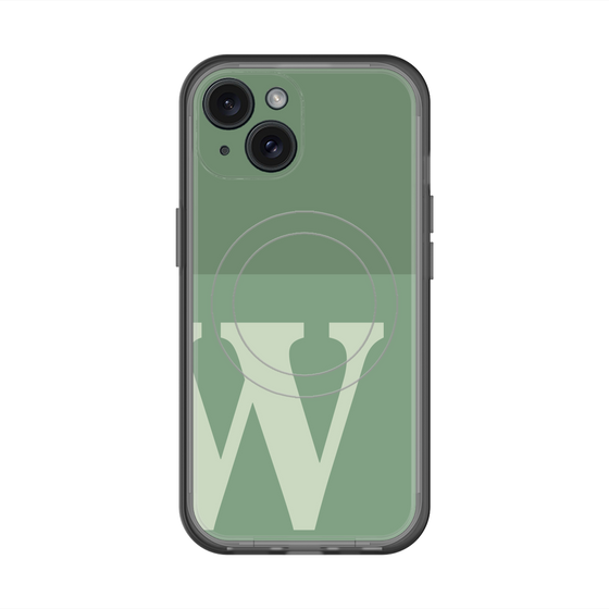 スリムプロテクションプレミアムケース with MagSafe［ オリジナル - initial two tone - W green ］