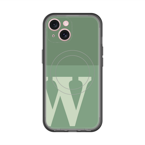 スリムプロテクションプレミアムケース with MagSafe［ オリジナル - initial two tone - W green ］