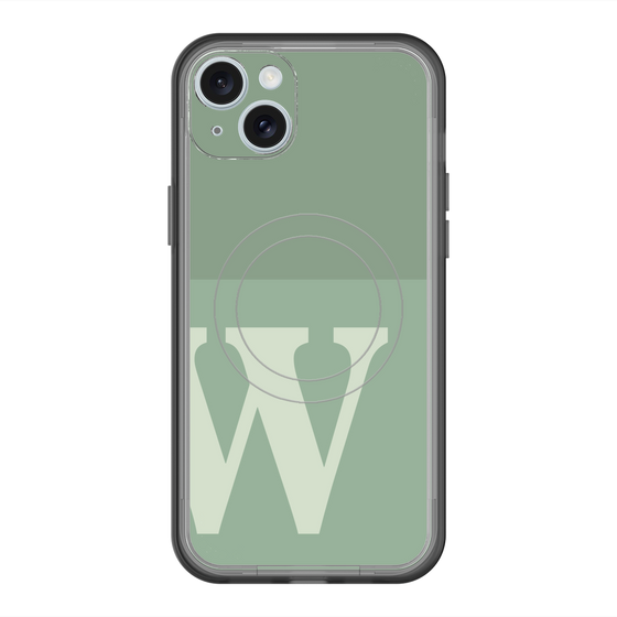 スリムプロテクションプレミアムケース with MagSafe［ オリジナル - initial two tone - W green ］