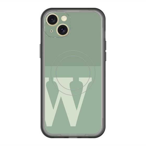 スリムプロテクションプレミアムケース with MagSafe［ オリジナル - initial two tone - W green ］