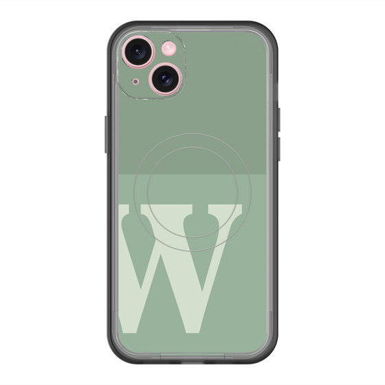 スリムプロテクションプレミアムケース with MagSafe［ オリジナル - initial two tone - W green ］