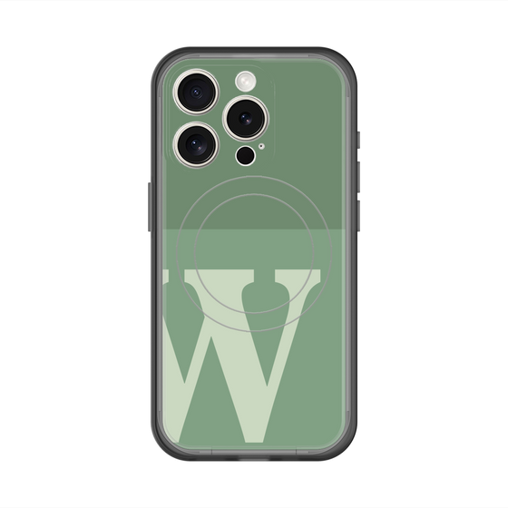 スリムプロテクションプレミアムケース with MagSafe［ オリジナル - initial two tone - W green ］