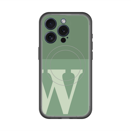 スリムプロテクションプレミアムケース with MagSafe［ オリジナル - initial two tone - W green ］