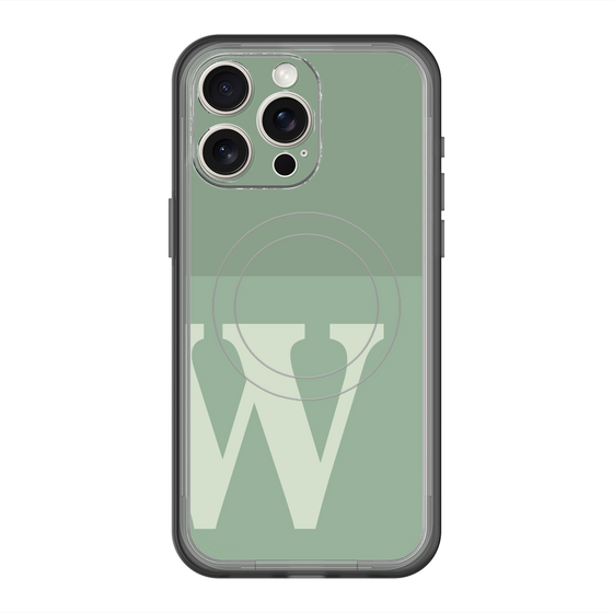 スリムプロテクションプレミアムケース with MagSafe［ オリジナル - initial two tone - W green ］