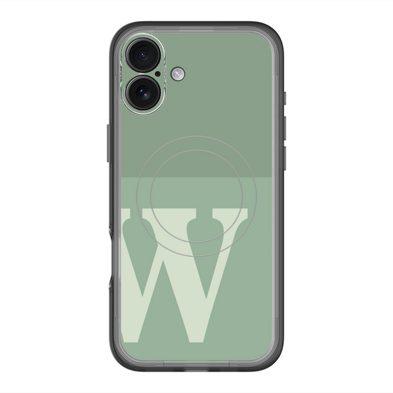 スリムプロテクションプレミアムケース with MagSafe［ オリジナル - initial two tone - W green ］