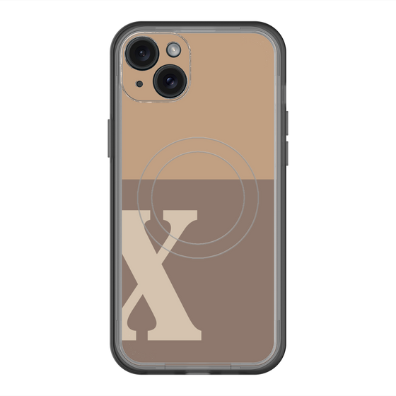 スリムプロテクションプレミアムケース with MagSafe［ オリジナル - initial two tone - X brown ］
