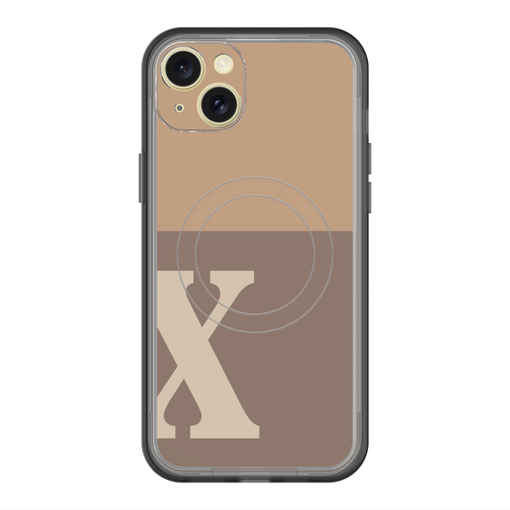 スリムプロテクションプレミアムケース with MagSafe［ オリジナル - initial two tone - X brown ］