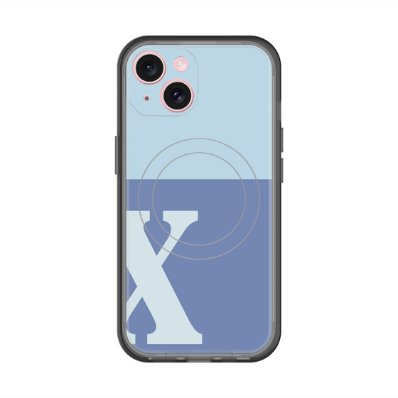 スリムプロテクションプレミアムケース with MagSafe［ オリジナル - initial two tone - X blue ］
