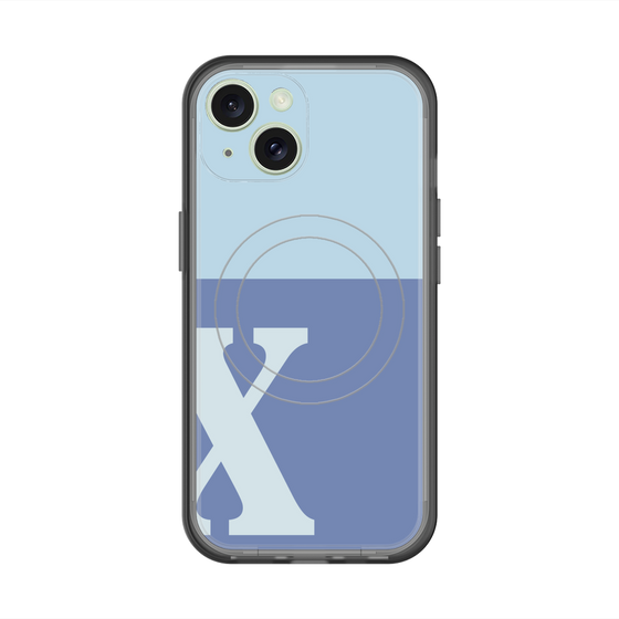 スリムプロテクションプレミアムケース with MagSafe［ オリジナル - initial two tone - X blue ］