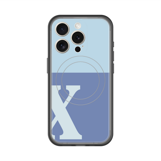 スリムプロテクションプレミアムケース with MagSafe［ オリジナル - initial two tone - X blue ］