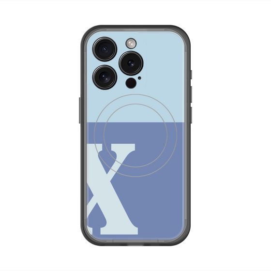 スリムプロテクションプレミアムケース with MagSafe［ オリジナル - initial two tone - X blue ］
