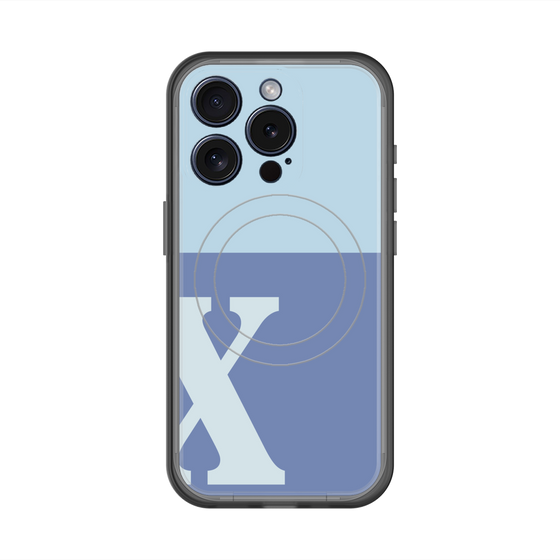 スリムプロテクションプレミアムケース with MagSafe［ オリジナル - initial two tone - X blue ］