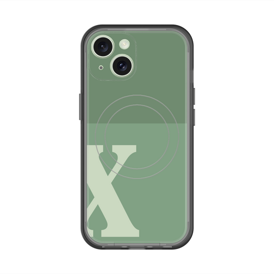 スリムプロテクションプレミアムケース with MagSafe［ オリジナル - initial two tone - X green ］