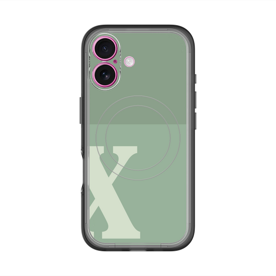 スリムプロテクションプレミアムケース with MagSafe［ オリジナル - initial two tone - X green ］