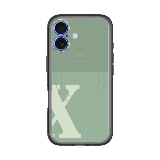 スリムプロテクションプレミアムケース with MagSafe［ オリジナル - initial two tone - X green ］