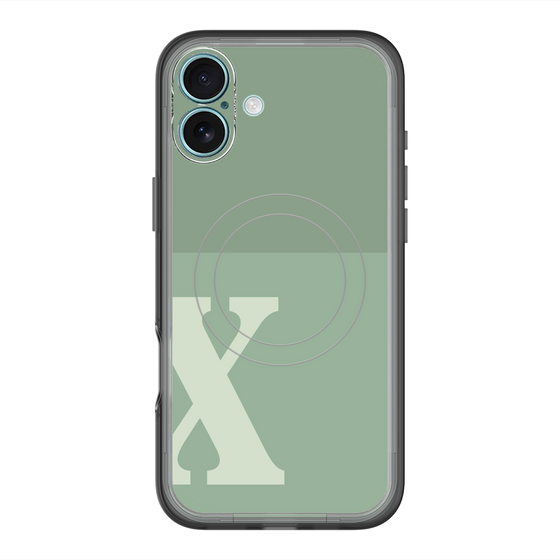 スリムプロテクションプレミアムケース with MagSafe［ オリジナル - initial two tone - X green ］