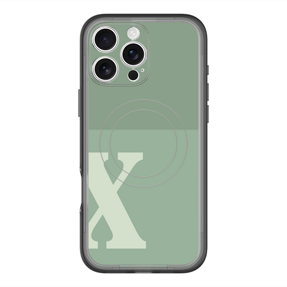 スリムプロテクションプレミアムケース with MagSafe［ オリジナル - initial two tone - X green ］