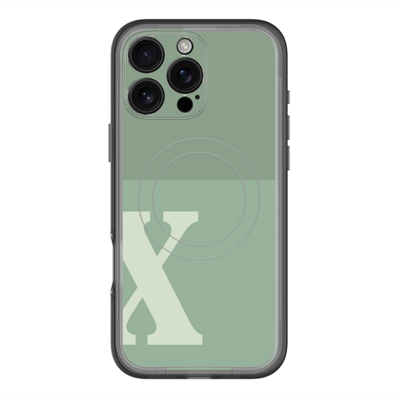 スリムプロテクションプレミアムケース with MagSafe［ オリジナル - initial two tone - X green ］