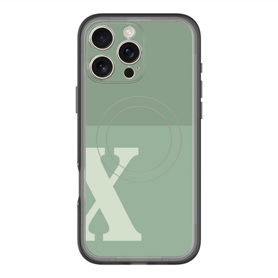 スリムプロテクションプレミアムケース with MagSafe［ オリジナル - initial two tone - X green ］