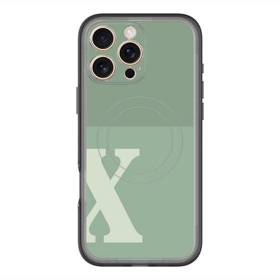 スリムプロテクションプレミアムケース with MagSafe［ オリジナル - initial two tone - X green ］