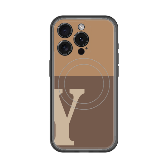 スリムプロテクションプレミアムケース with MagSafe［ オリジナル - initial two tone - Y brown ］