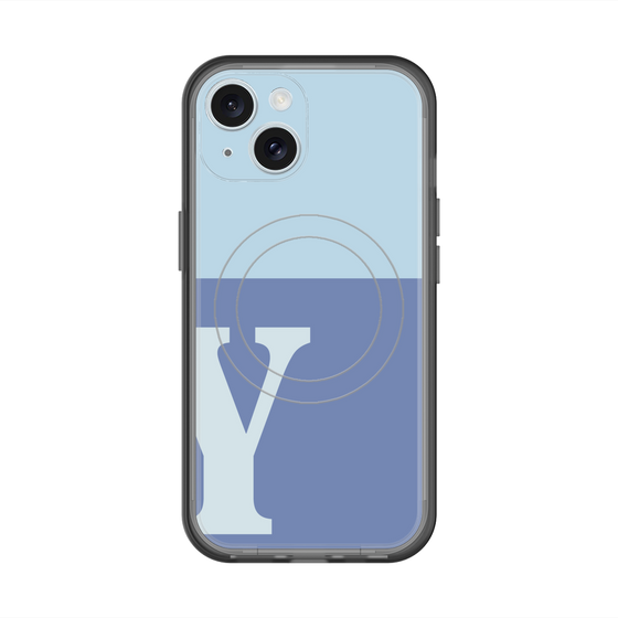 スリムプロテクションプレミアムケース with MagSafe［ オリジナル - initial two tone - Y blue ］