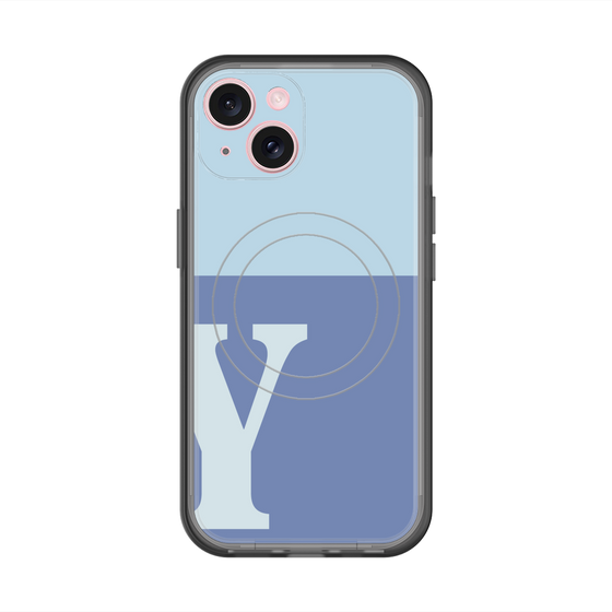 スリムプロテクションプレミアムケース with MagSafe［ オリジナル - initial two tone - Y blue ］